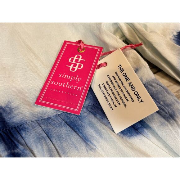 Simply Southern blue and white tie-dye knee length midi dress size L - Picture 8 of 11